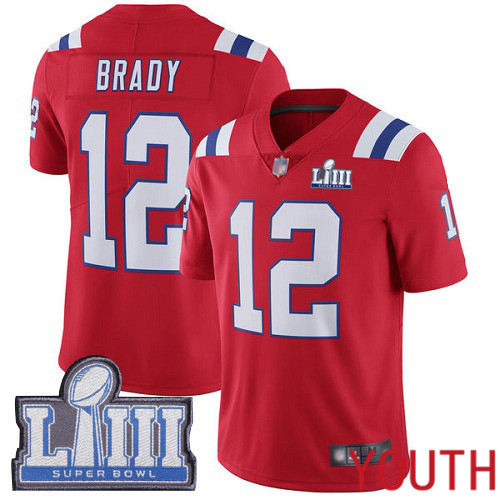 New England Patriots Football #12 Super Bowl LIII Bound Limited Red Youth Tom Brady Alternate NFL Jersey->new england patriots->NFL Jersey